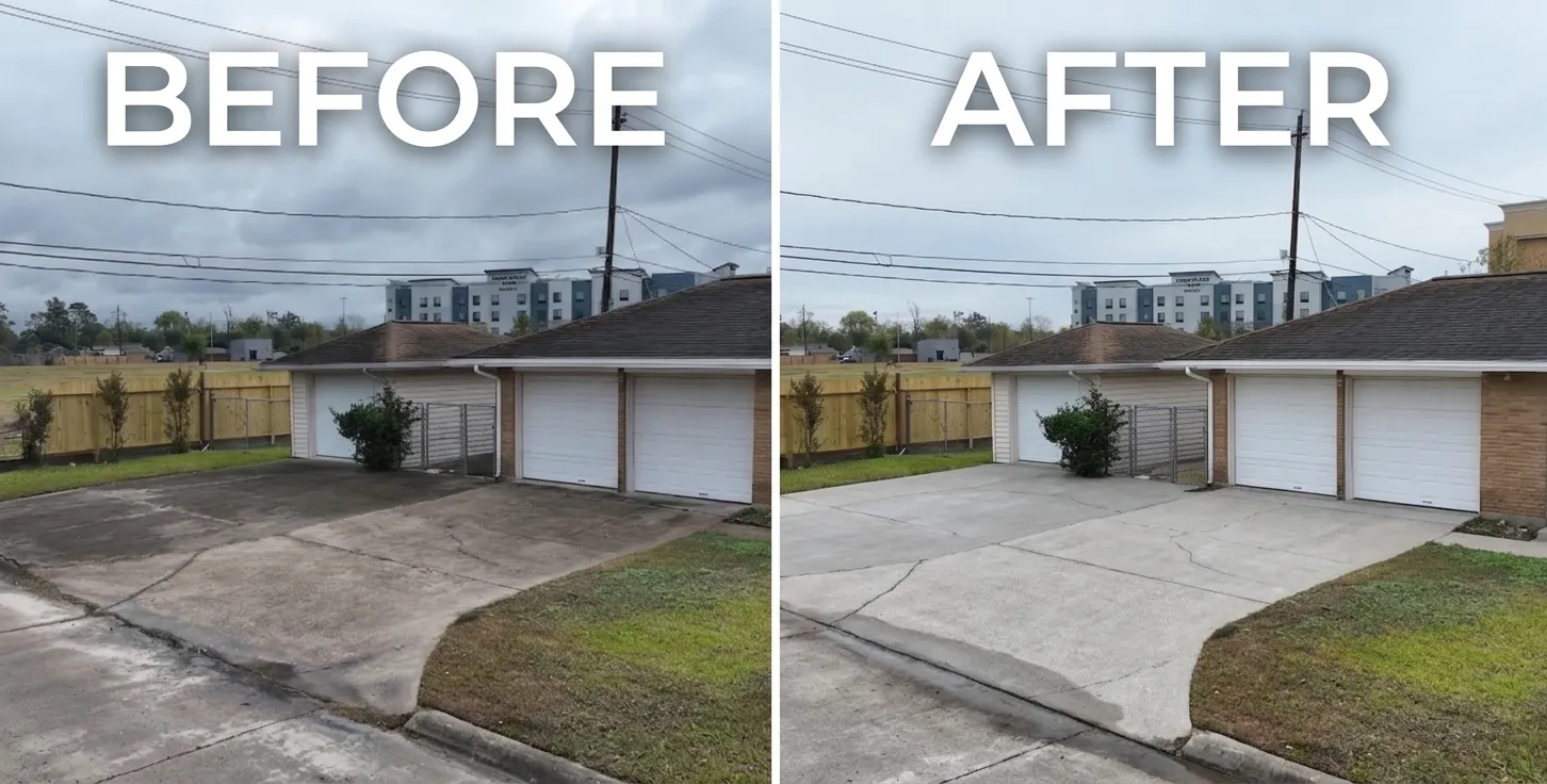 Commercial pressure washing Jacksonville FL parking lot before after Southside 32256