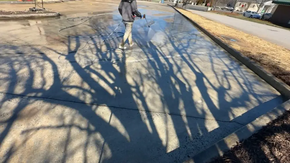 Parking lot pressure washing process Jacksonville FL surface cleaner