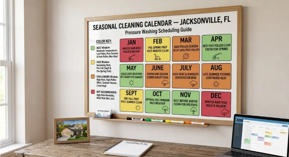 An illustrative seasonal cleaning calendar for Jacksonville, FL.