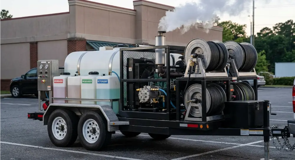 Commercial hot water pressure washing unit Jacksonville FL — restaurant grease removal equipment