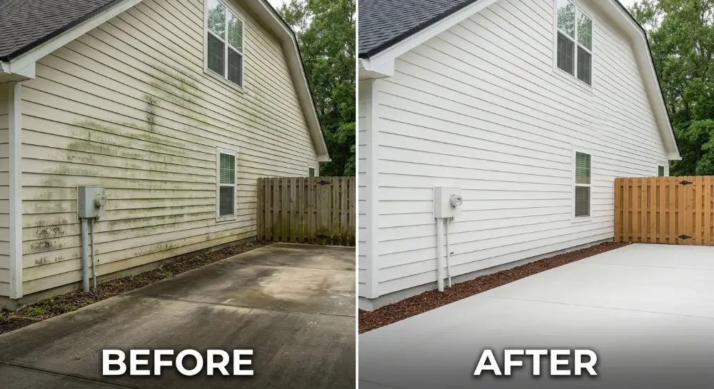 HOA compliance pressure washing before after Jacksonville FL — Nocatee violation cleared