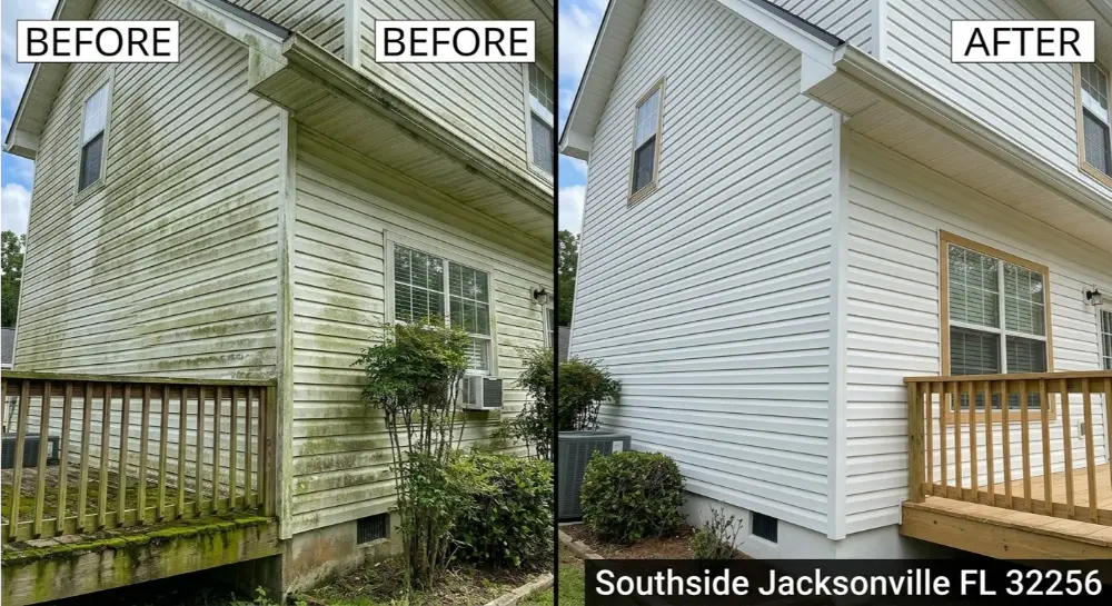 House washing vinyl siding before after — Southside Jacksonville FL 32256 HydroVexa