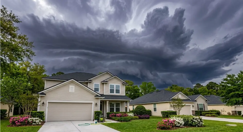 Hurricane season Florida storm clouds Jacksonville — pressure washing timing considerations June-September