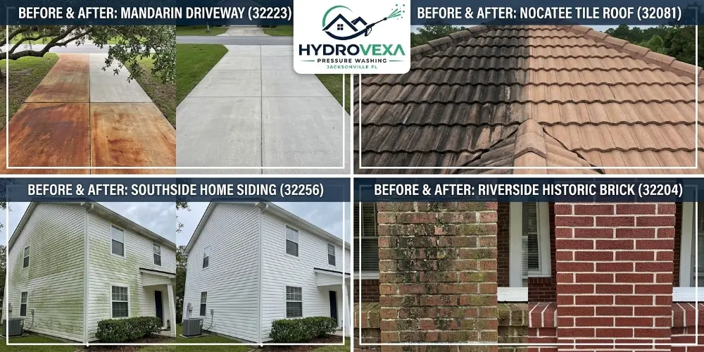 Jacksonville FL Pressure Washing Before & After Real Jobs in Mandarin, Nocatee, Southside & the Beaches