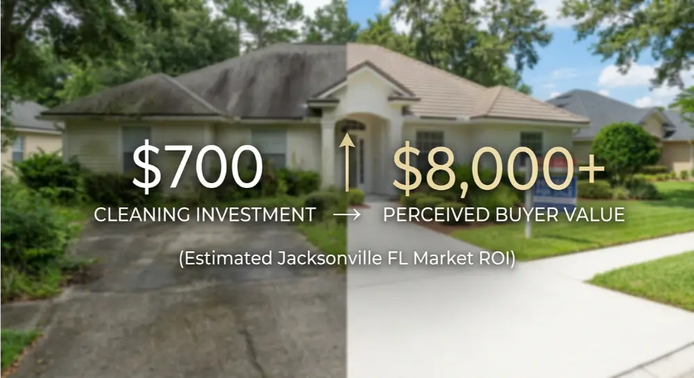 Pressure washing ROI Jacksonville FL — $700 cleaning adds $5K-$15K perceived home value