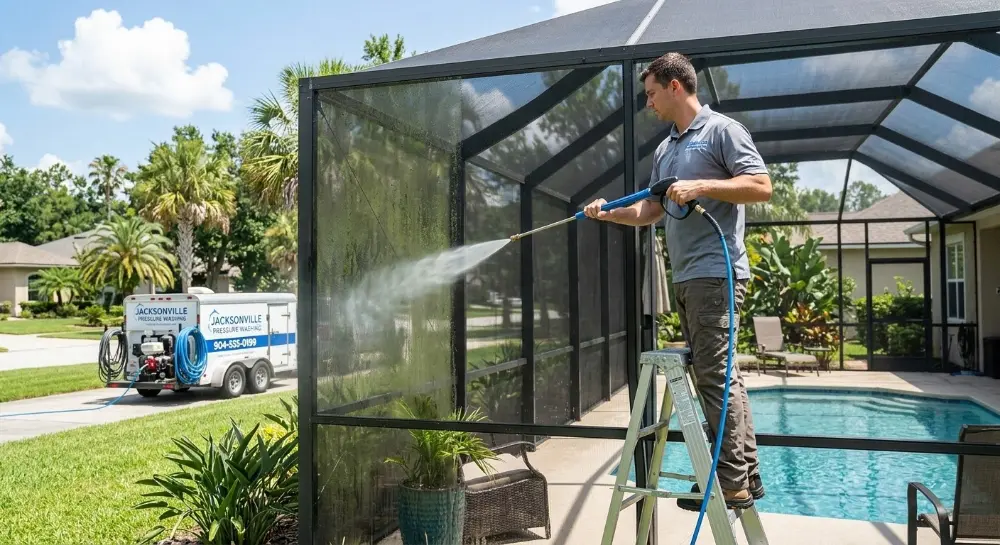 Screen enclosure cleaning Jacksonville FL pool cage