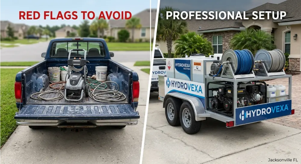 Amateur vs professional pressure washing equipment comparison Jacksonville FL