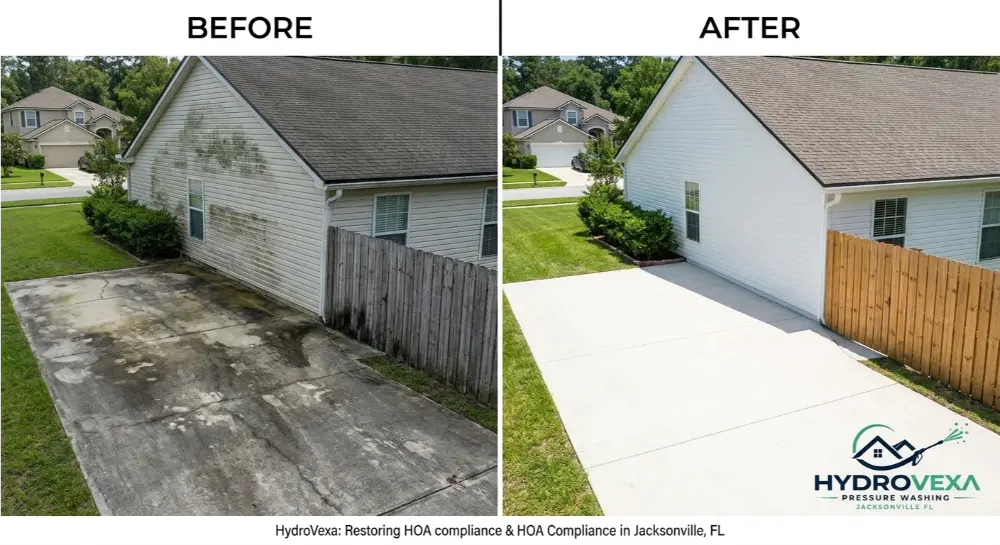 HOA violation home before after pressure washing Jacksonville FL — fully compliant