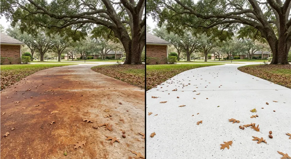 Oak tannin driveway staining removed — Mandarin Jacksonville FL 32223 pressure washing