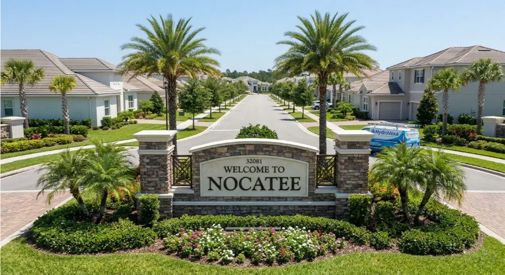 Paver driveway cleaning before after — Nocatee FL 32081 pressure washing